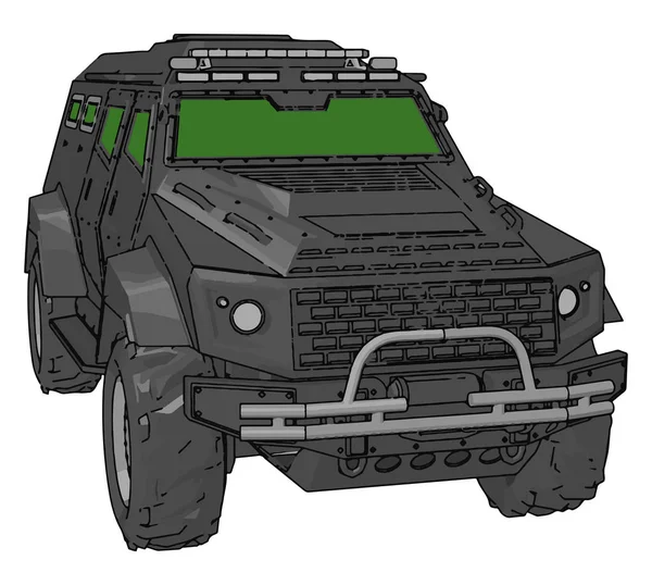 Un vecteur militaire à quatre roues ou une illustration en couleur — Image vectorielle