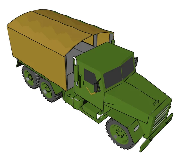 A katonai teherautó katonai vektor vagy színes illusztráció — Stock Vector