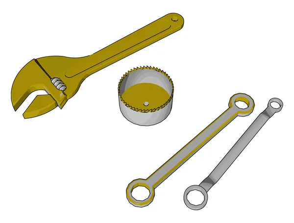 Utilisations d'outils à main vecteur ou illustration couleur — Image vectorielle