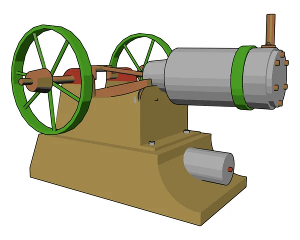 Mesin vektor yang dioperasikan secara manual atau ilustrasi warna - Stok Vektor