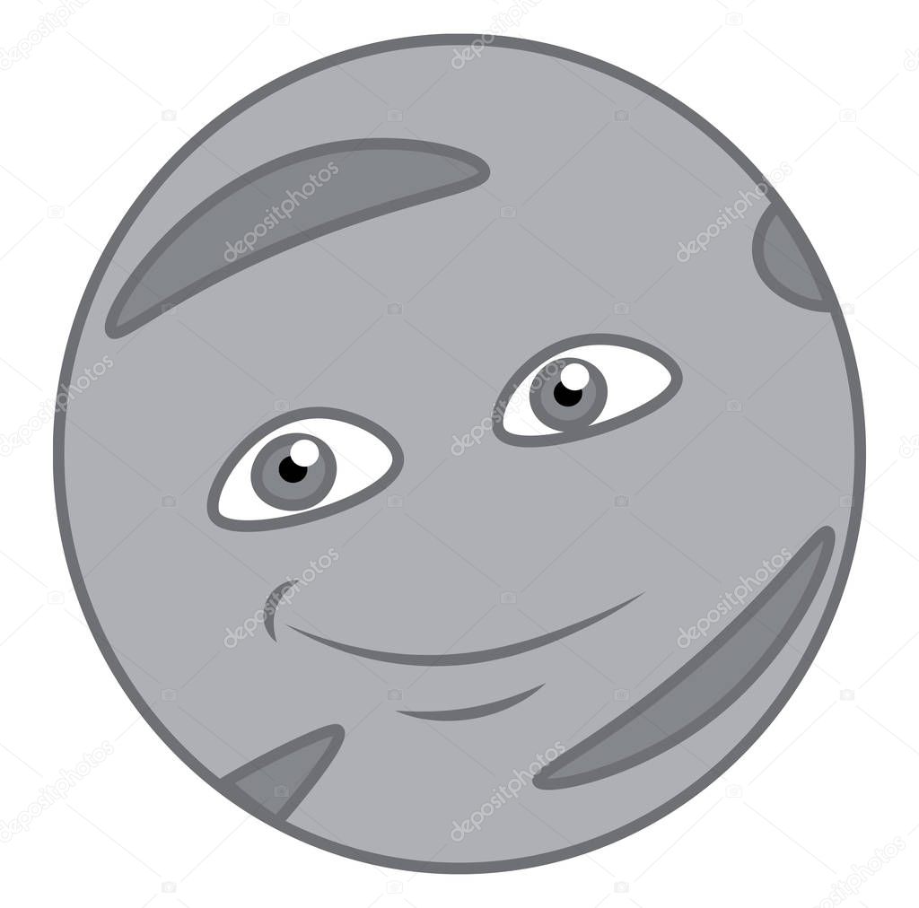 Mercury planet with a smile vector or color illustration