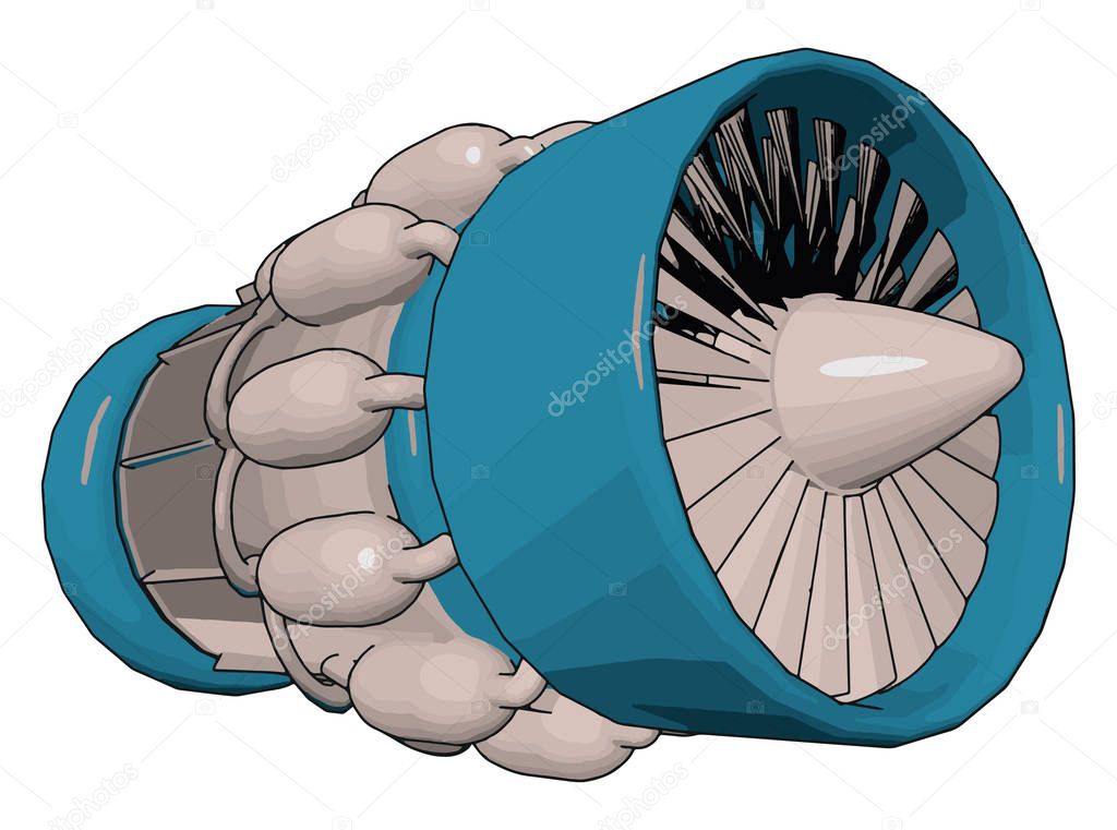Jet engine importance vector or color illustration