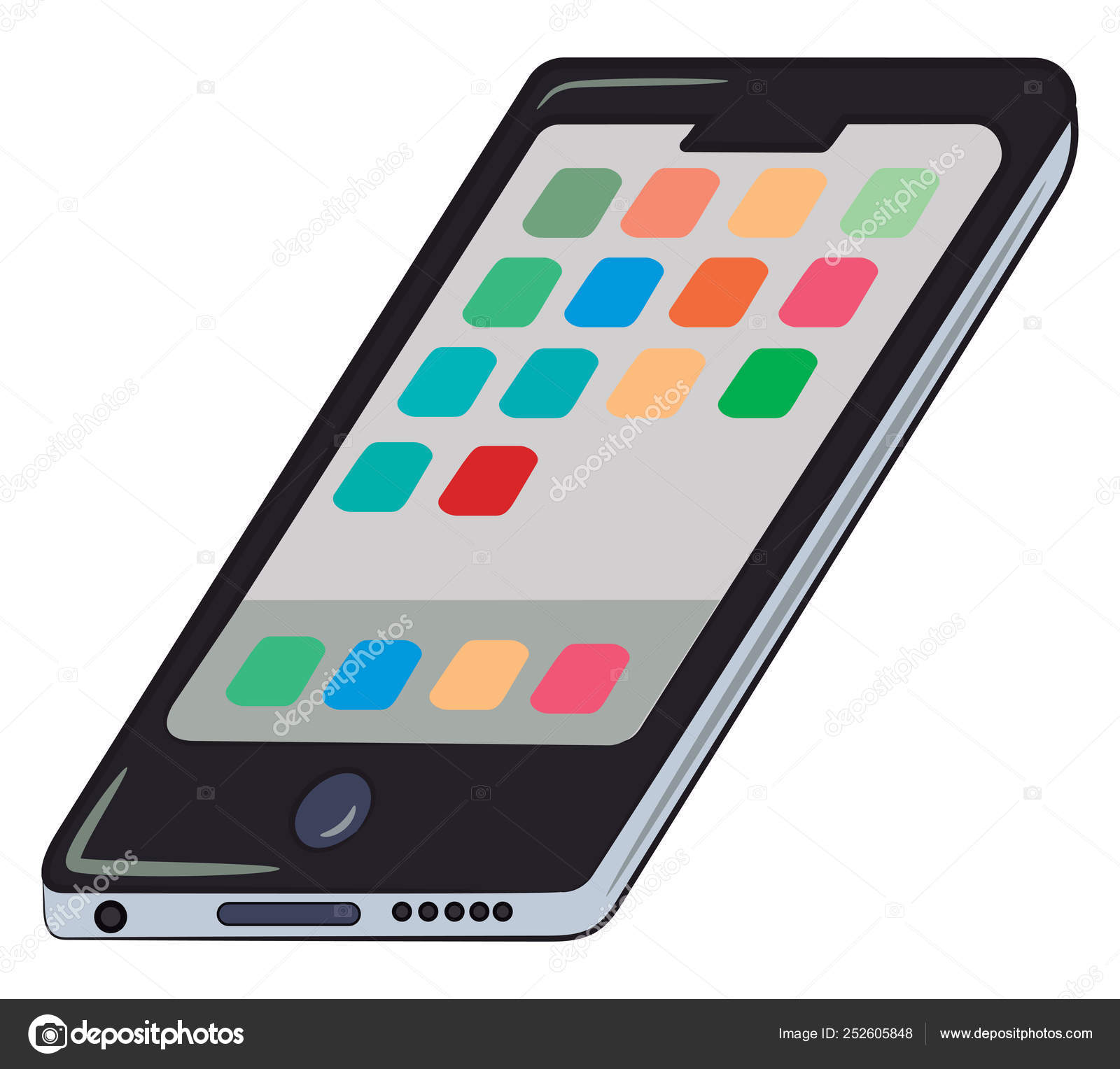 Touchscreen mobile phone vector or color illustration Stock Vector
