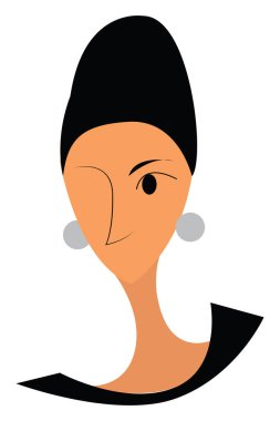 Gümüş küpe vektör veya renk Illustration ile Lady
