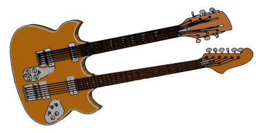 Çift boyun gitar vektör veya renk illüstrasyon