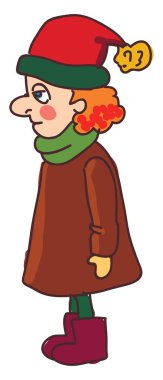 Kış kıyafetleri giyen bir Bayan vektör veya renk illüstrasyon