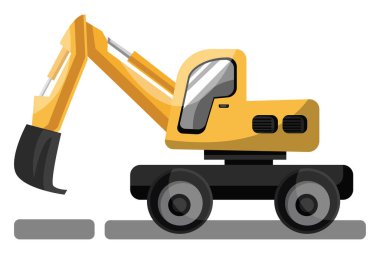 Beyaz arka büyük sarı karikatür tarzı vinç vektör illüstrasyon