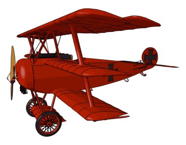 İki kanatlı vektör veya renkli Illustration ile Biplane Airplane