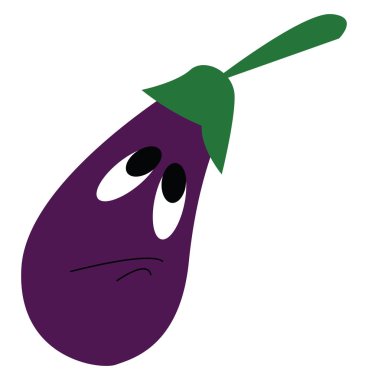 Bir üzücü görünümlü patlıcan vektör veya renk illüstrasyon