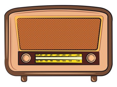 Bir Vintage Radyo seti vektör veya renk illüstrasyon