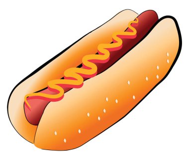 Hardal sosu vektör veya renk illüstrasyon ile Hotdog