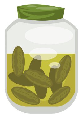 Yeşil kavanoz, vektör renk illüstrasyon.