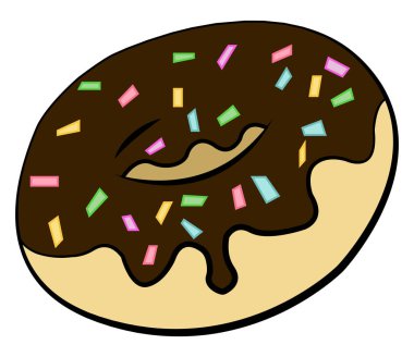 Sprinkles vektör veya renk ıllustrat ile çikolata sırlı Donuts