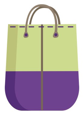 Mor ve yeşil renkli çanta, vektör renk illüstrasyon.