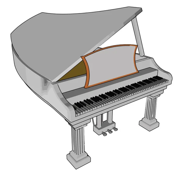 Piano a jeho části, vektorové nebo barevné ilustrace — Stockový vektor