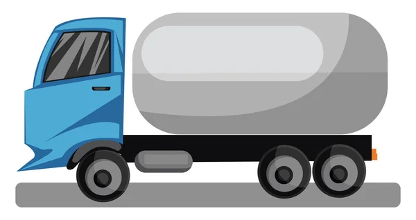 Blå last bil med grå tank vektor illustration på vit backgro — Stock vektor