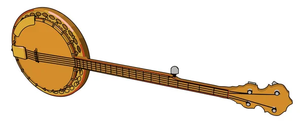 Довгий шийний струнний інструмент Танпура векторний або кольоровий ілюстратор — стоковий вектор