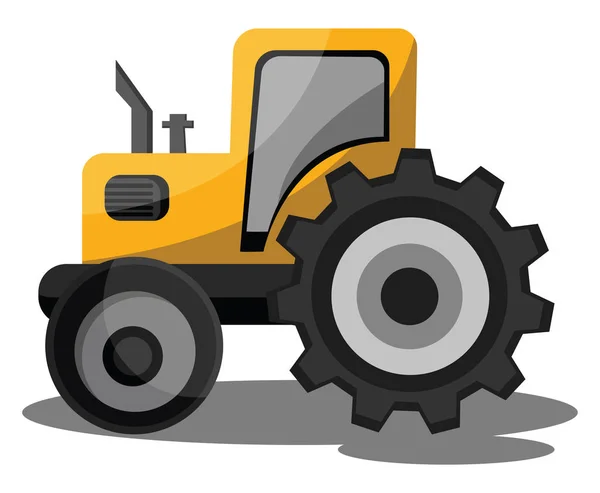 Gelbe Cartoon-Traktor-Vektor-Illustration auf weißem Hintergrund. — Stockvektor
