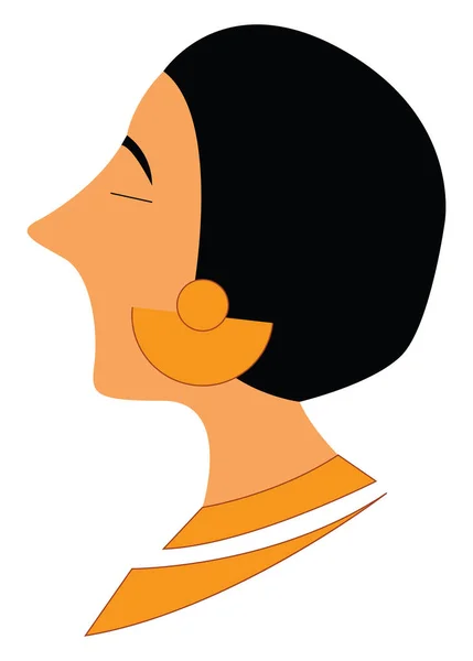 Signora con orecchini vettoriali gialli o illustrazione a colori — Vettoriale Stock