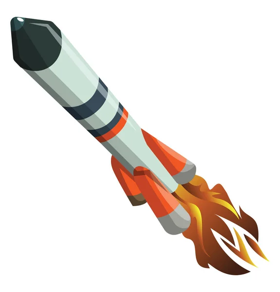 Witte lange Flying Rocket vector illustratie op witte achtergrond — Stockvector