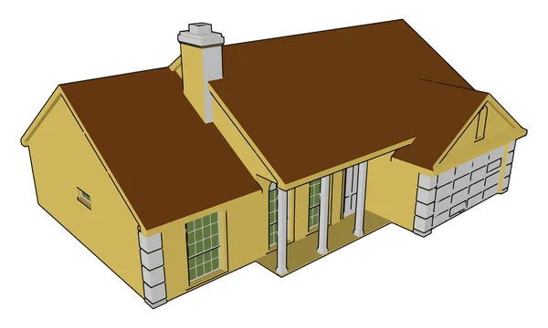 V 形状屋顶房子向量或颜色例证 — 图库矢量图片