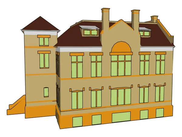 Una casa come scuola e ufficio vettore o illustrazione a colori — Vettoriale Stock