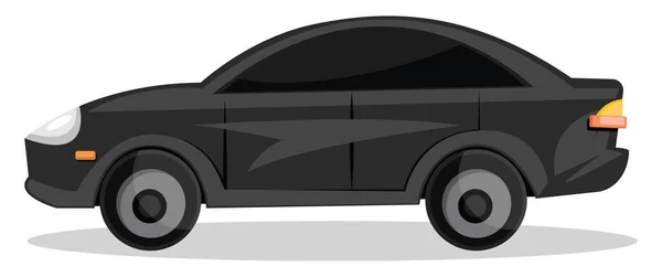 Vista lateral de la ilustración del vector del coche de dibujos animados negro en la parte posterior blanca — Vector de stock