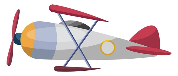 Graue alte Cartoon Flugzeug Vektor Illustration auf weißem Hintergrund — Stockvektor