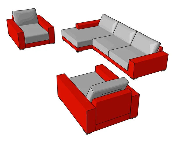 Lieux normaux pour garder canapé ses composants vecteur ou couleur illus — Image vectorielle