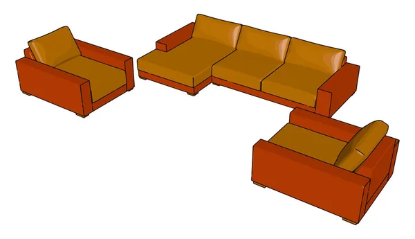 Sepotong furnitur untuk duduk dengan vektor kenyamanan atau warna il - Stok Vektor