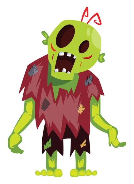 Cartoon Zombie op witte achtergrond vector illustratie. — Stockvector