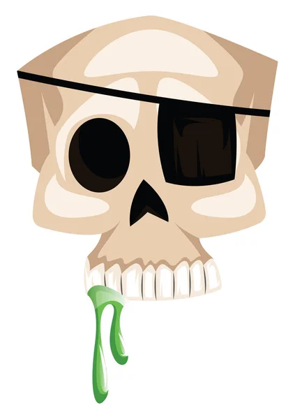 Scull blanco con ilustración del vector del parche del ojo en backgrou blanco — Archivo Imágenes Vectoriales