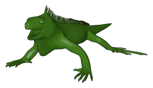 Zielony straszny Reptile z Tetra pods wektor lub kolor ilustracji — Wektor stockowy
