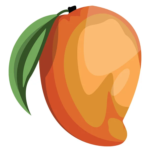 Мультфильм оранжевый и желтый плод манго с зеленым листом векто — стоковый вектор