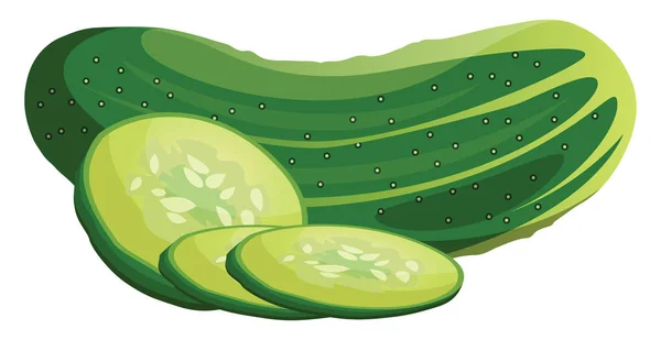 Зелений огірок і скибочки мультяшний овоч Векторні ілюстрації — стоковий вектор