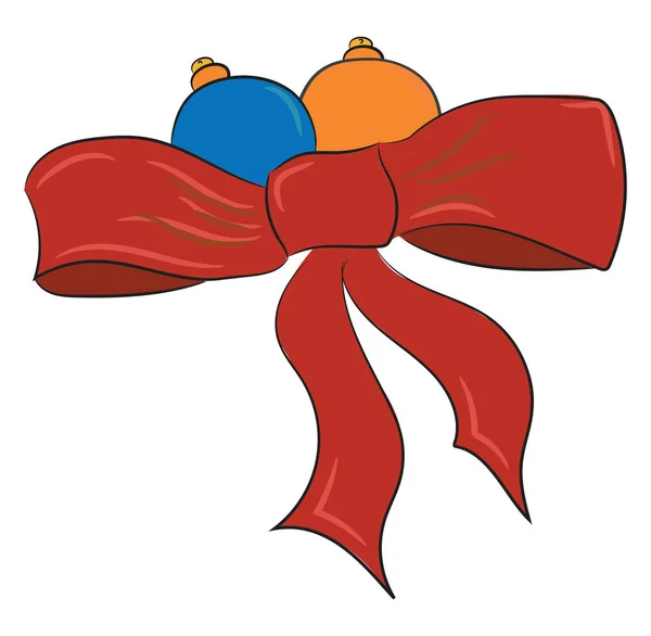 Decoración de Navidad con lazo de cinta roja vector o color illustr — Vector de stock