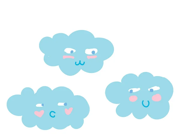 Un cartone animato di tre nuvole vettore o illustrazione a colori — Vettoriale Stock