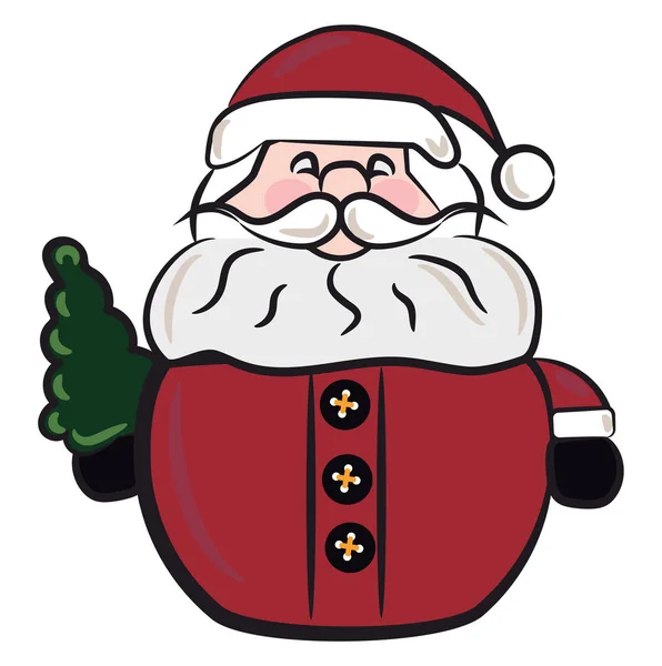 Санта-Клаус с вектором елки или цветной иллюстрацией — стоковый вектор