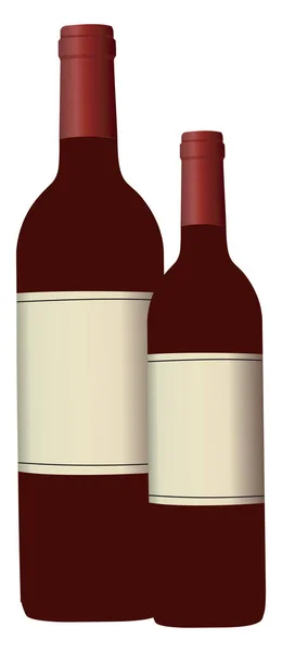 Vettore bottiglie di vino rosso o illustrazione a colori — Vettoriale Stock
