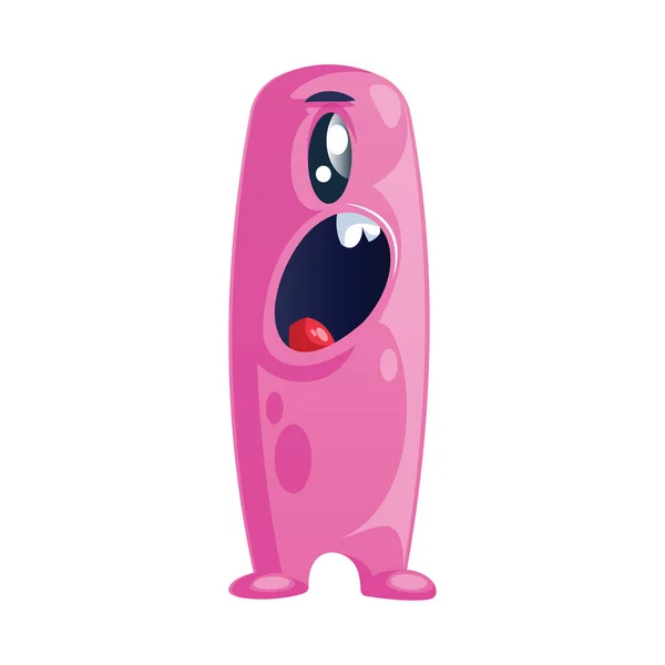 핑크 키가 큰 괴물 캐릭터 오픈 입 흰색 배경 vec — 스톡 벡터