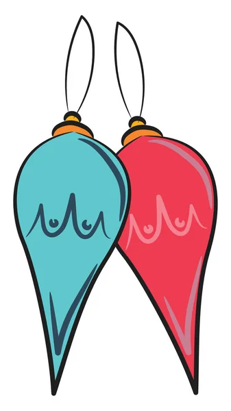 Roter & blauer Weihnachtsschmuck oder farbige Illustration — Stockvektor