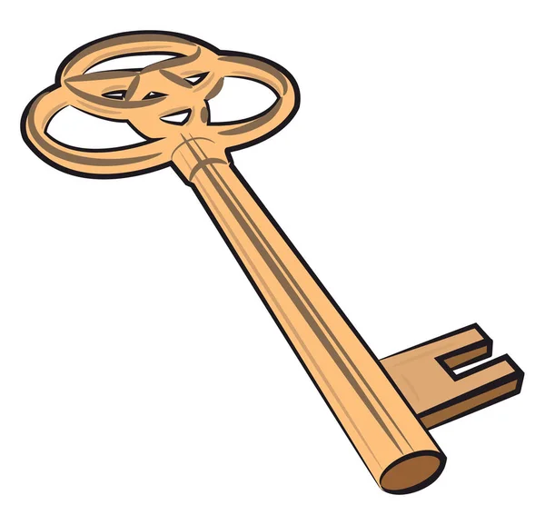 A golden vintage key vector or color illustration — Stock Vector