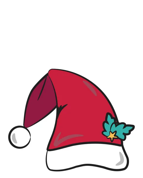 Weihnachtsmann-Hut mit Ornament-Vektor oder Farbabbildung — Stockvektor