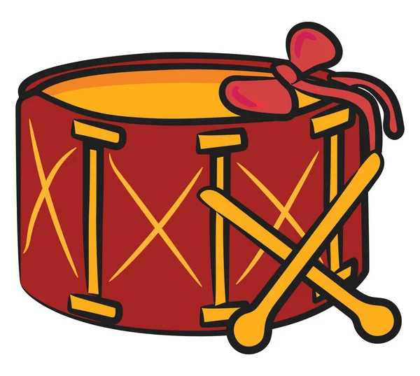 Presente de conjunto de tambor para vetor de Natal ou ilustração de cor — Vetor de Stock