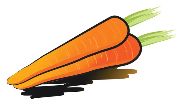 Zanahoria con vector de hoja verde o ilustración en color — Vector de stock