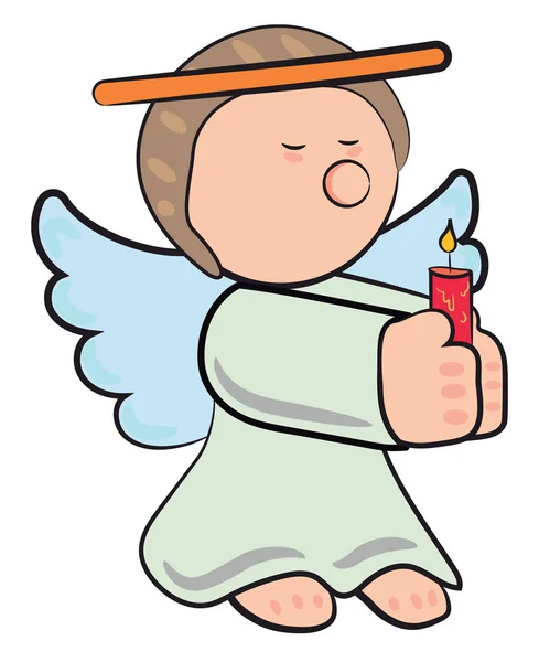 Anjo com vela acesa na mão vetor ou ilustração de cor — Vetor de Stock