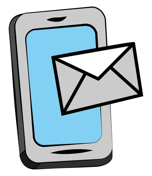 Мобильный телефон с вектором уведомления по электронной почте или цветной иллюстрацией — стоковый вектор