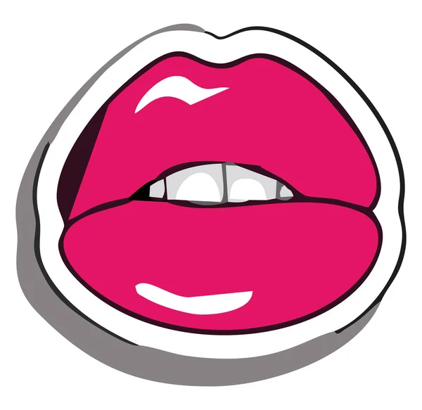 Bijten rode lippen vector of kleur illustratie — Stockvector