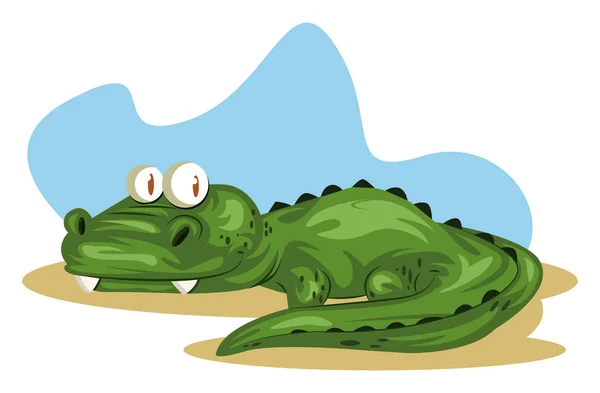 Crocodile vert, illustration vectorielle couleur . — Image vectorielle