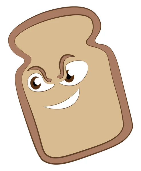 Slice bread with eyes vector color illustration. — Stock Vector